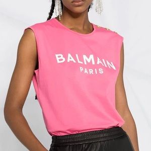 Balmain logo print tank top - size small